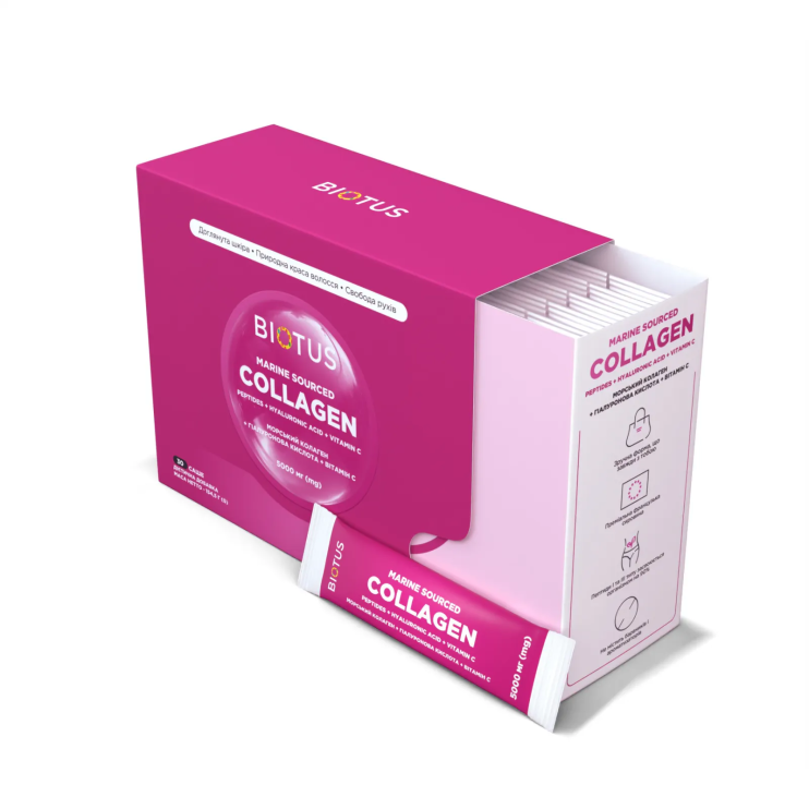 Морський колаген з гіалуроновою кислотою та вітаміном С, Marine Sourced Collagen Peptid + Hyaluronic Acid + Vitamin C, Biotu
