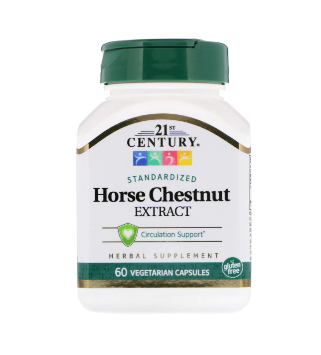 Екстракт кінського каштану, Horse Chestnut Seed, 21st Century, стандартизований, 60 вегетаріанських капсул (300 мг на капсулу)
