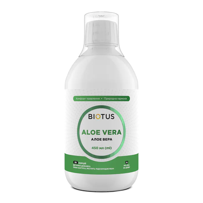 Алоэ Вера, Aloe Vera, Biotus, поддержка полезной микрофлоры, пищеварительной системы и кожи, 450 мл