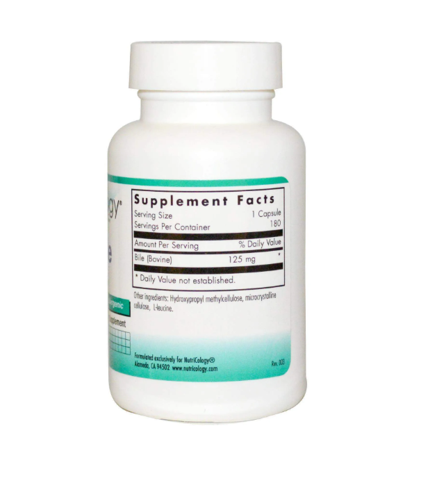 Экстракт бычьей желчи (Ox Bile), Nutricology, 125 мг, 180 капсул