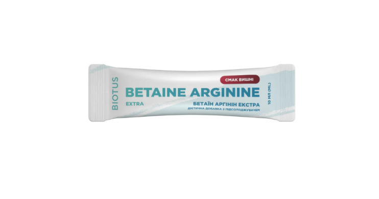 Бетаин Аргинин Экстра, Betaine Arginine Extra, Biotus, вкус вишни, 1 саше (10 мл)